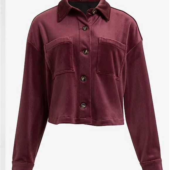 Express Burgundy Corduroy Crop Jacket M - Picture 5 of 8